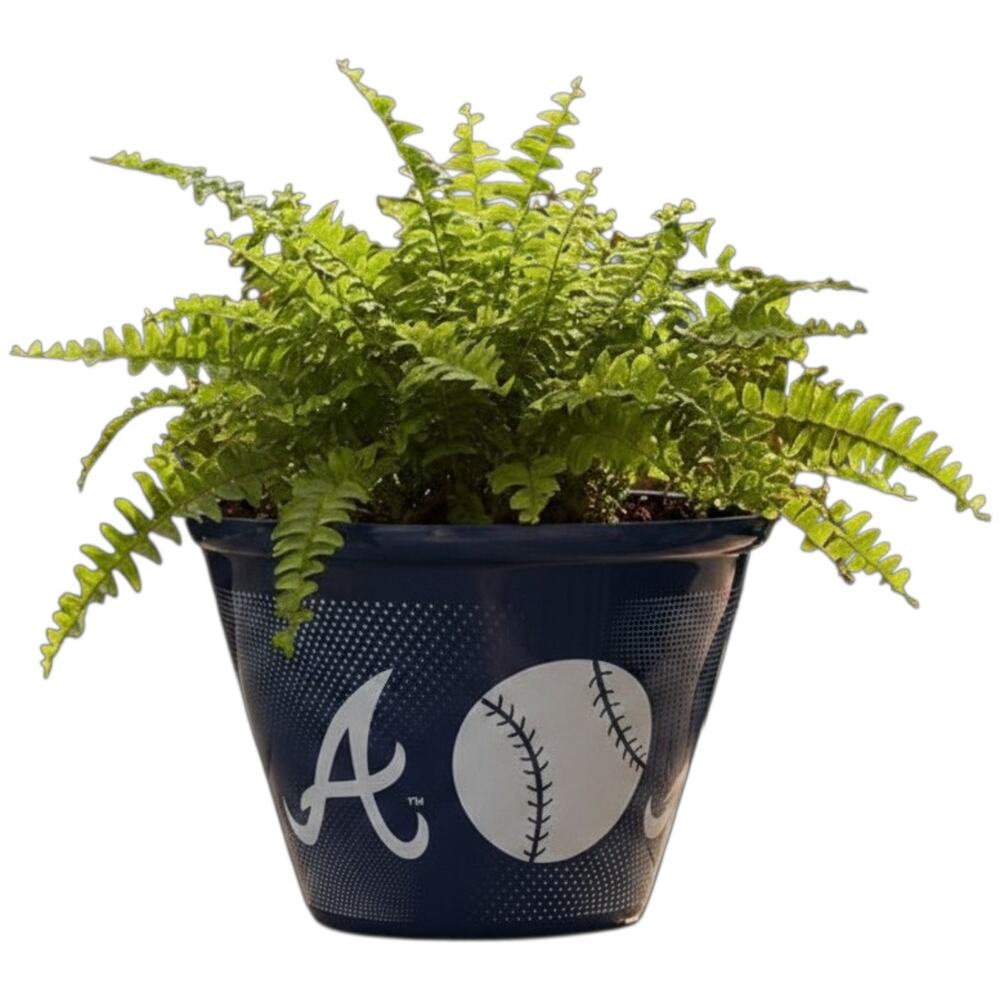 Atlanta Braves Button Pot Planter 2Pk 8" Plastic MLB Popcorn Bucket Flower Pot